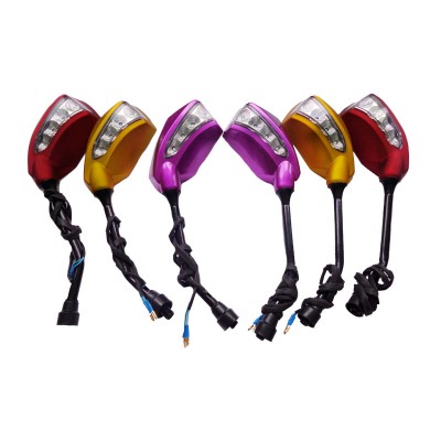 Dual LED light motorcycle rear view side mirror